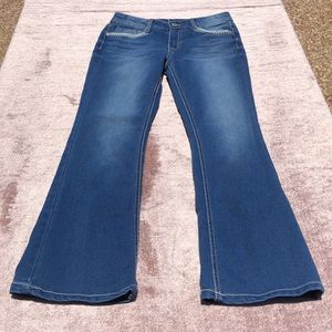 Girls FADED GLORY JEANS Embroidered Size 10 Dark Blue Wash Adjustable